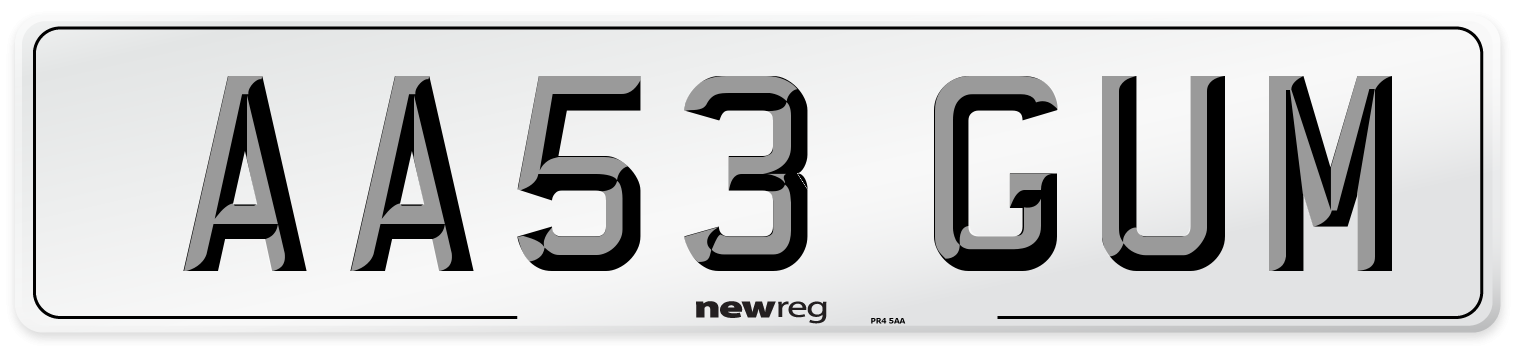 AA53 GUM Number Plate from New Reg